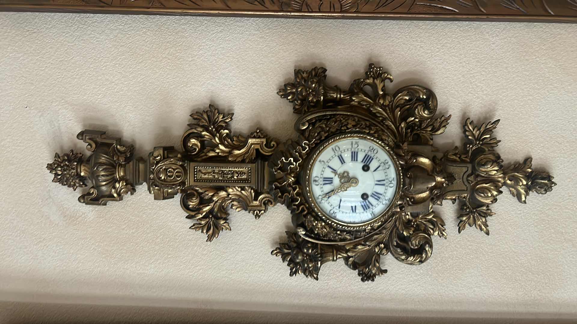 Photo 1 of RARE ANTIQUE HEAVY BRONZE LOUIS XV WALL CLOCK 13” x 30”