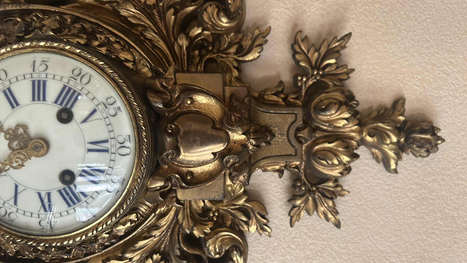 Photo 1 of RARE ANTIQUE HEAVY BRONZE LOUIS XV WALL CLOCK 13” x 30”