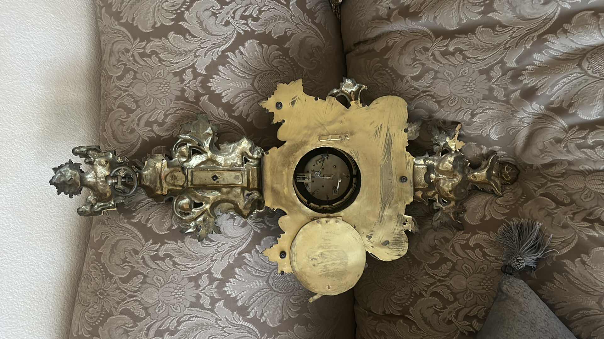 Photo 1 of RARE ANTIQUE HEAVY BRONZE LOUIS XV WALL CLOCK 13” x 30”