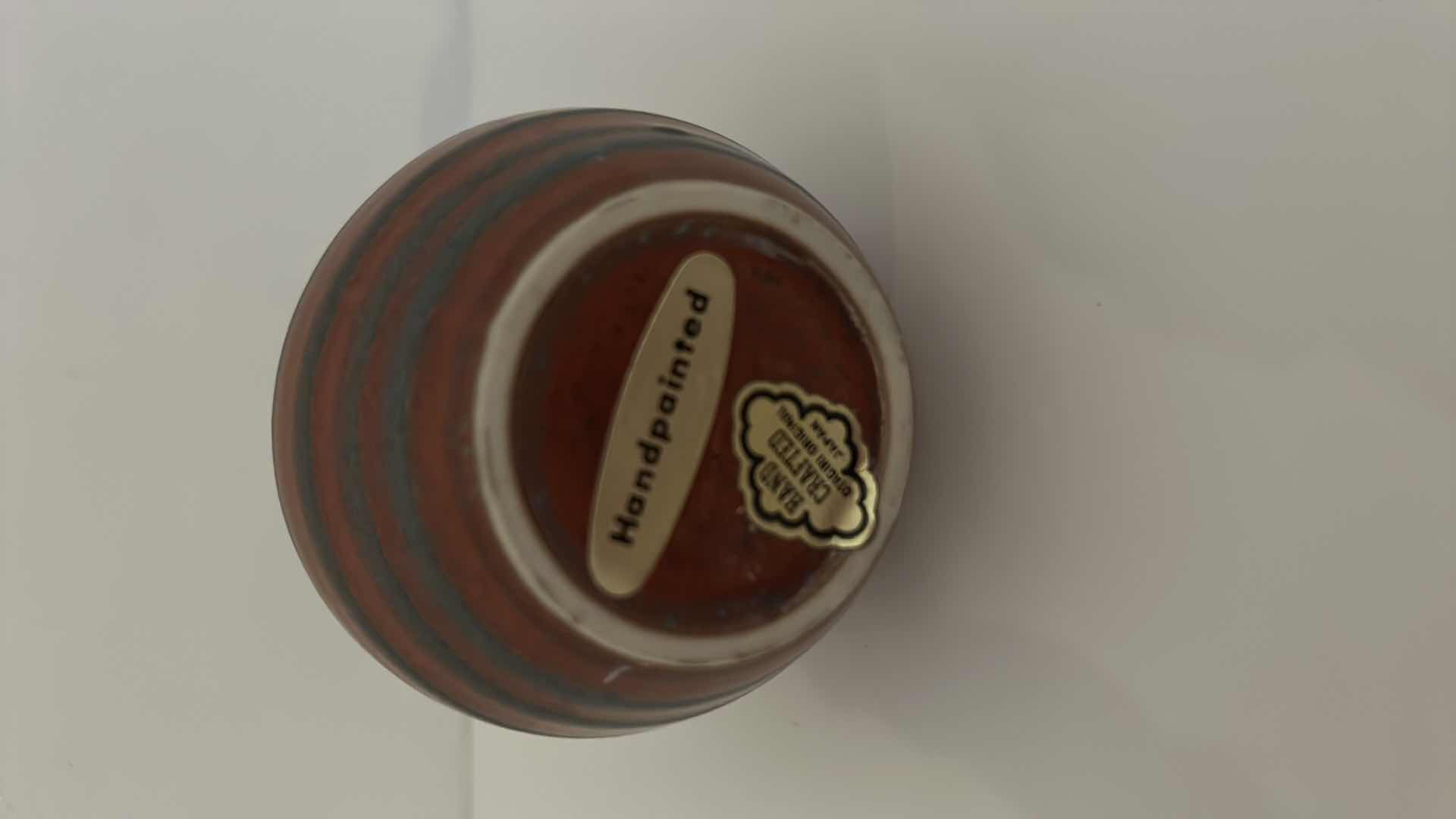 Photo 1 of VINTAGE GLAZED POTTERY MINI VASES TALLEST HAND PAINTED H 5”