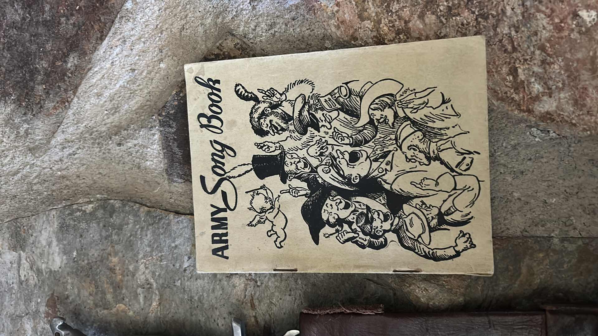 Photo 2 of VINTAGE ARMY SONG BOOK AND KNIFE W LEATHER SHEATH