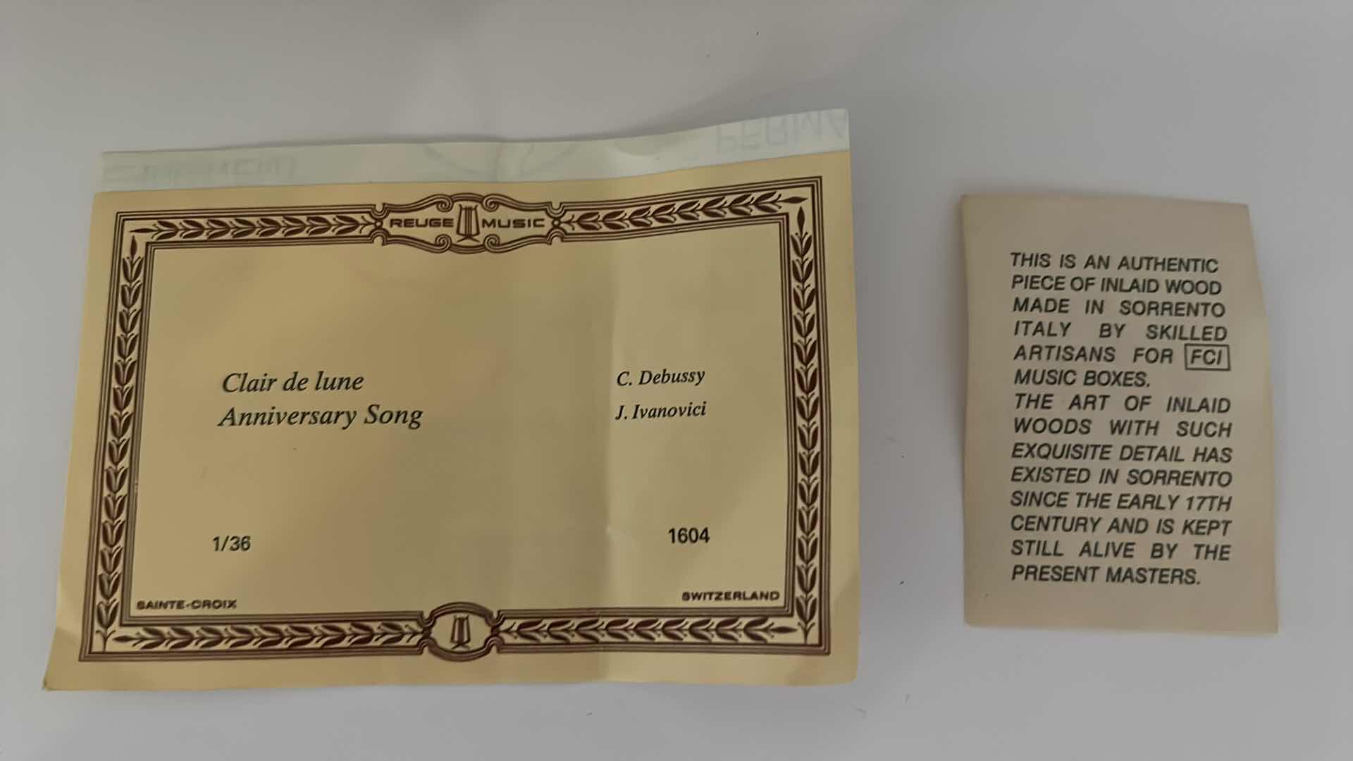 Photo 1 of INLAID WOOD MUSIC BOX MADE IN SORRENTO ITALY BY SKILLED ARTISANS 