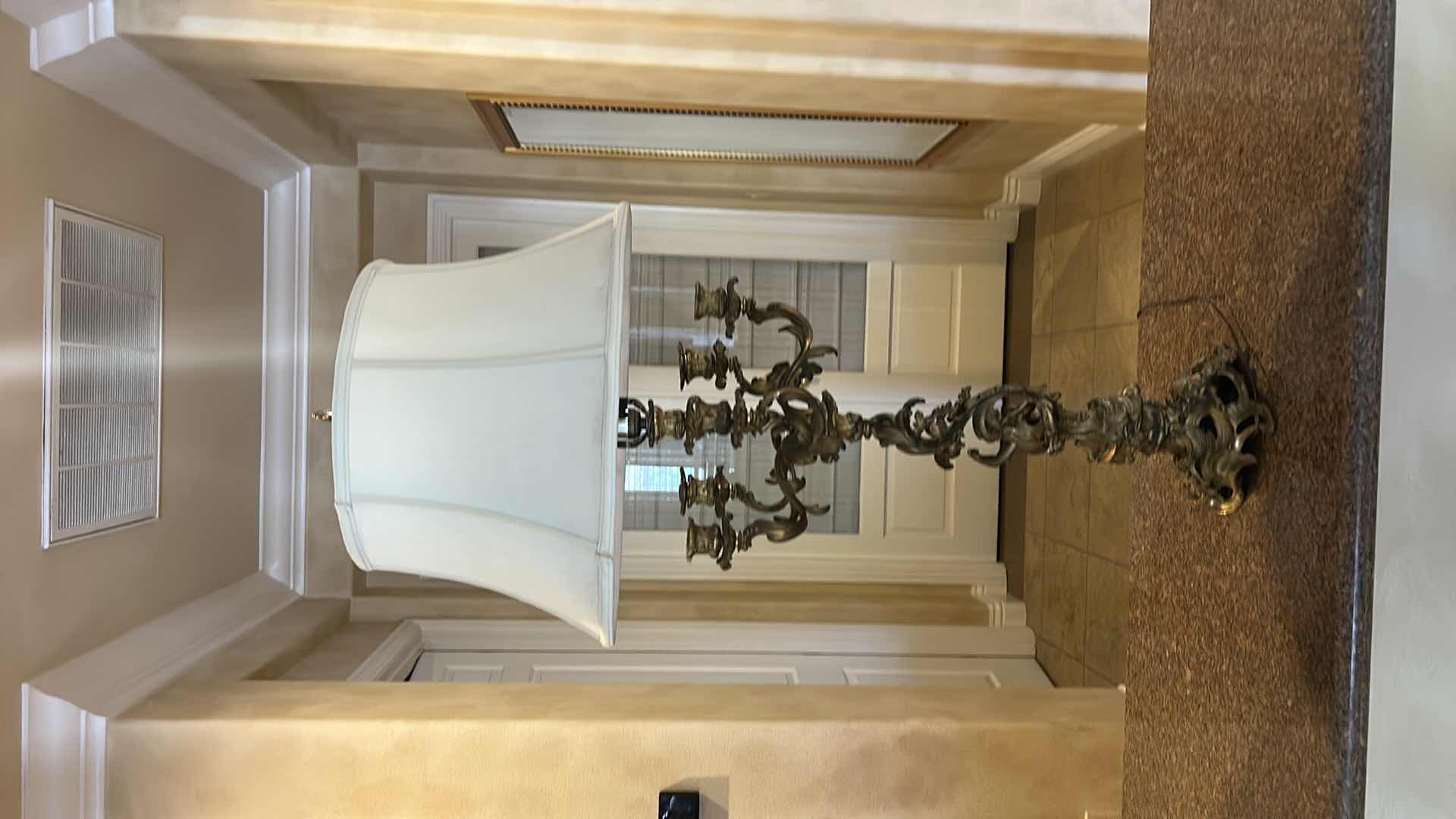 Photo 1 of VINTAGE NOUVEAU BRASS CANDLEABRA MADE INTO LAMP H40”