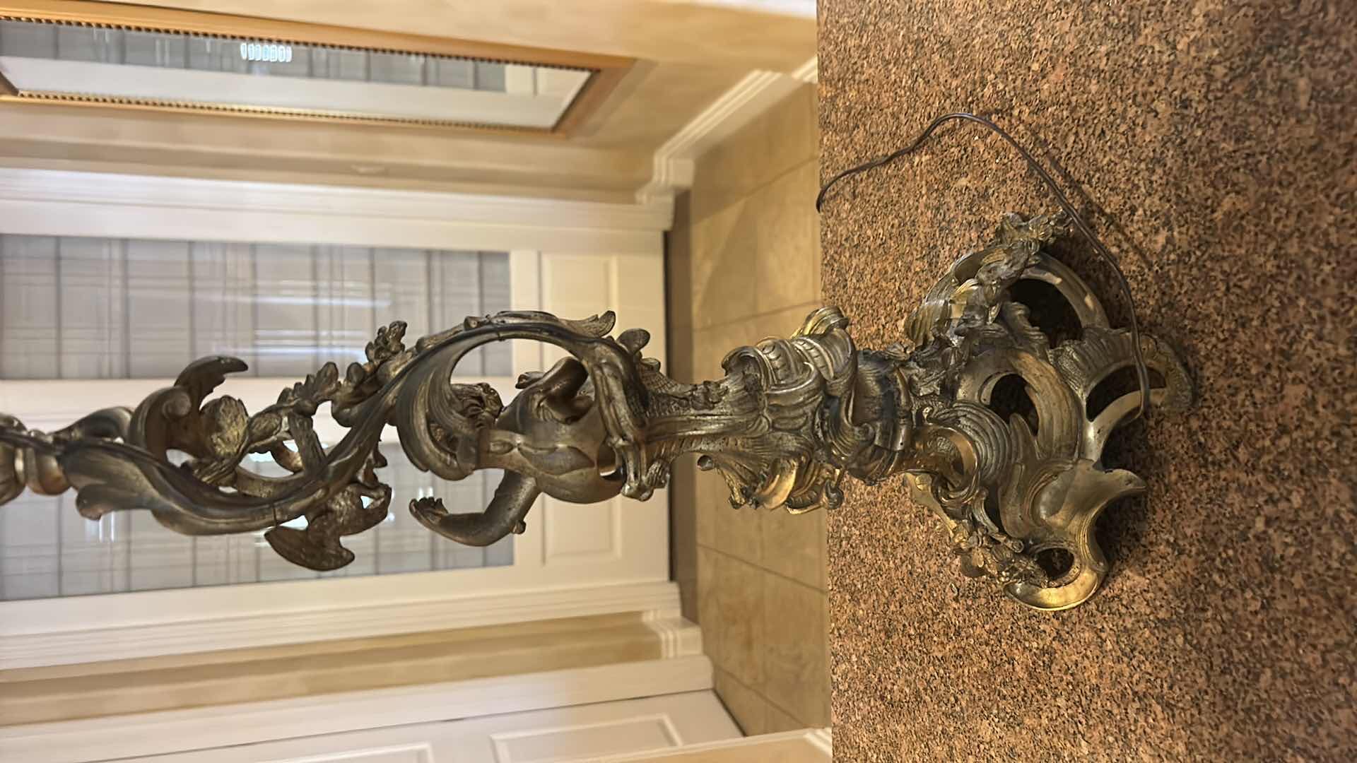 Photo 1 of VINTAGE NOUVEAU BRASS CANDLEABRA MADE INTO LAMP H40”