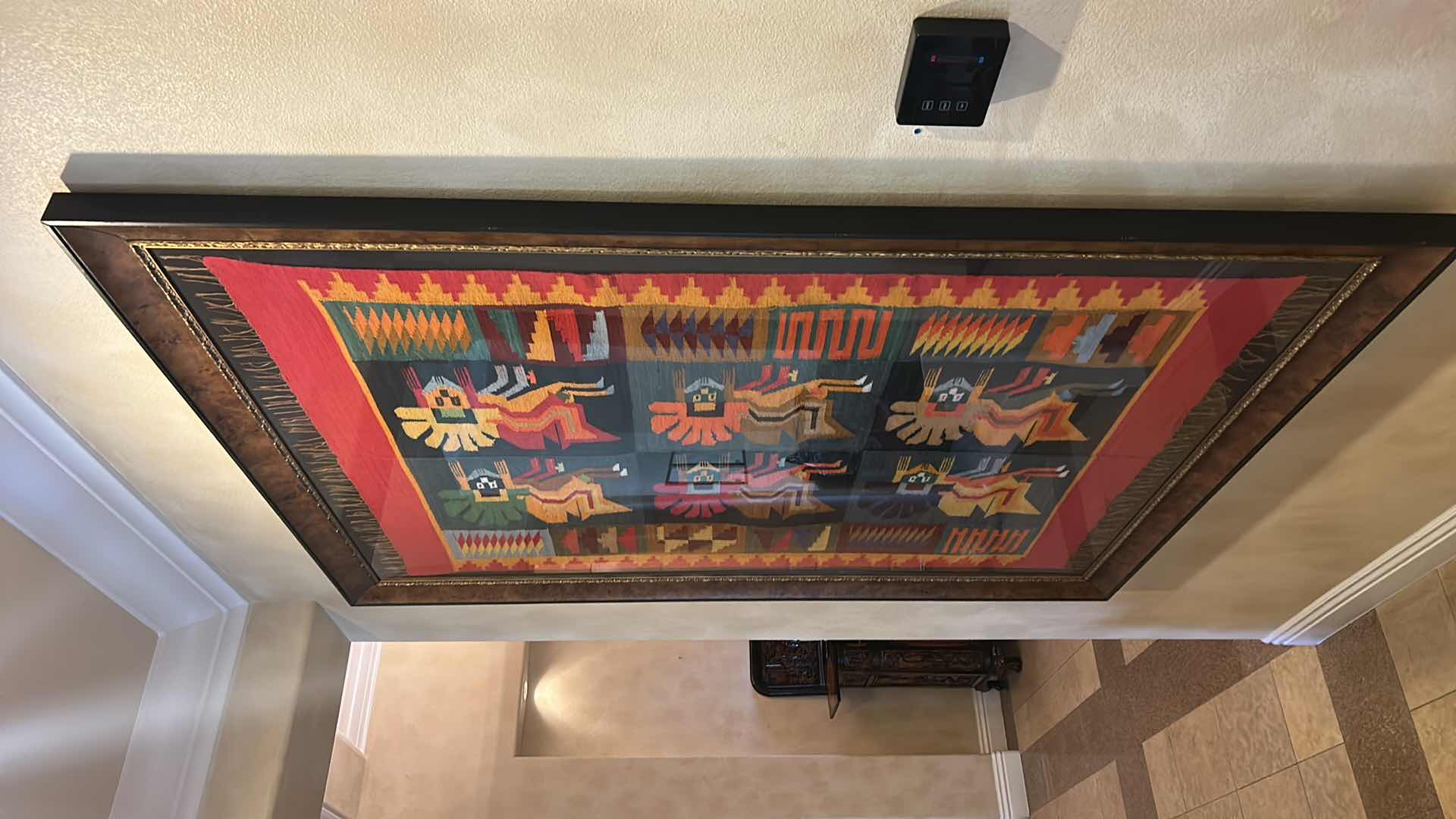 Photo 1 of VINTAGE PERUVIAN RUG FRAMED ( FRAME ALONE WAS $2,000) .55” x 72”