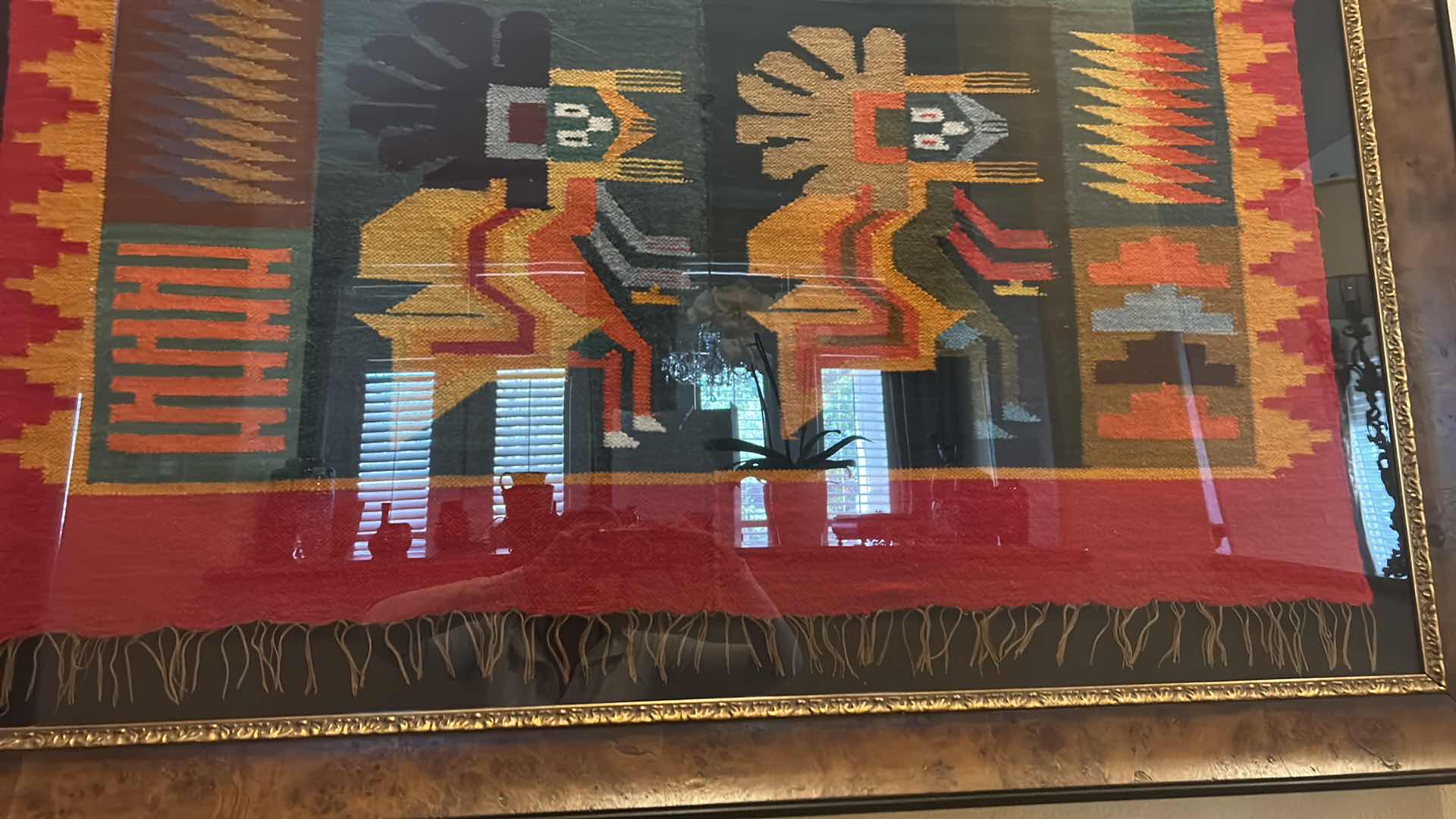 Photo 1 of VINTAGE PERUVIAN RUG FRAMED ( FRAME ALONE WAS $2,000) .55” x 72”