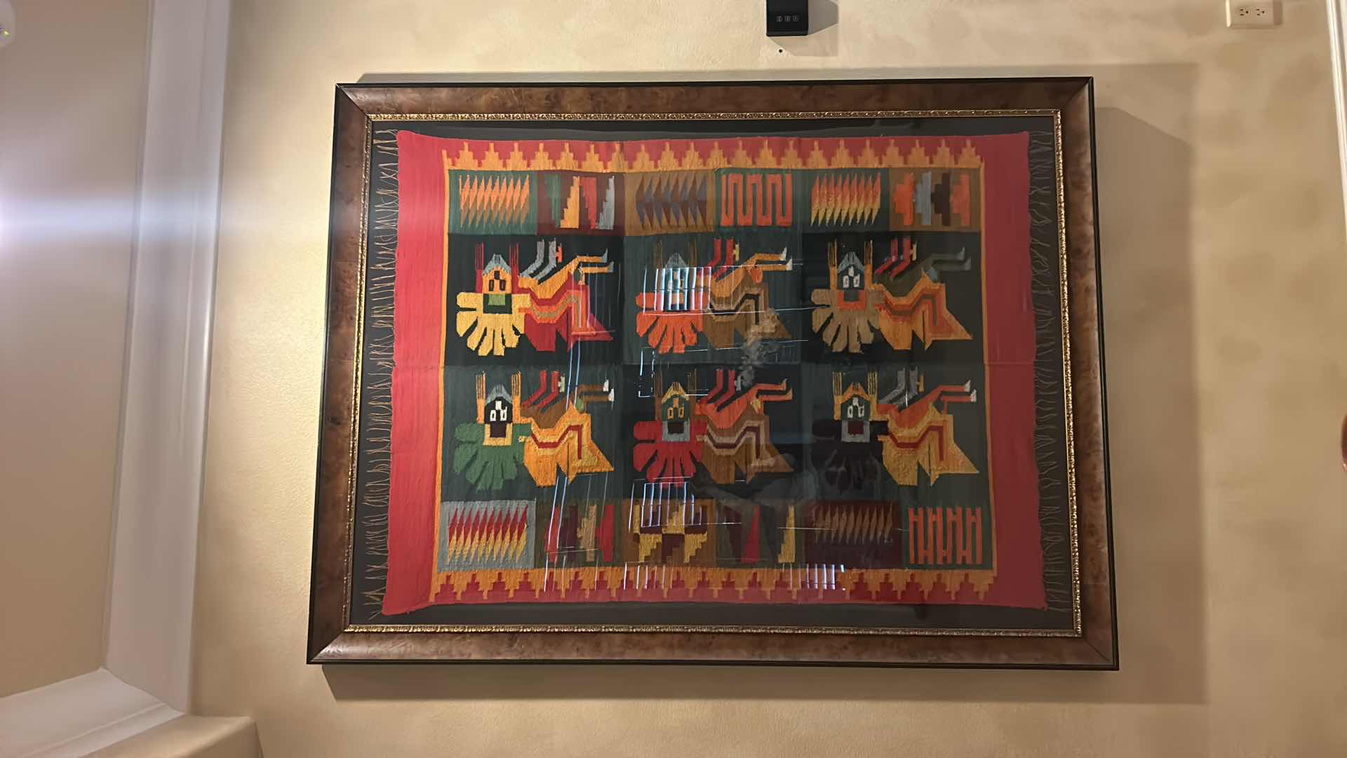 Photo 1 of VINTAGE PERUVIAN RUG FRAMED ( FRAME ALONE WAS $2,000) .55” x 72”