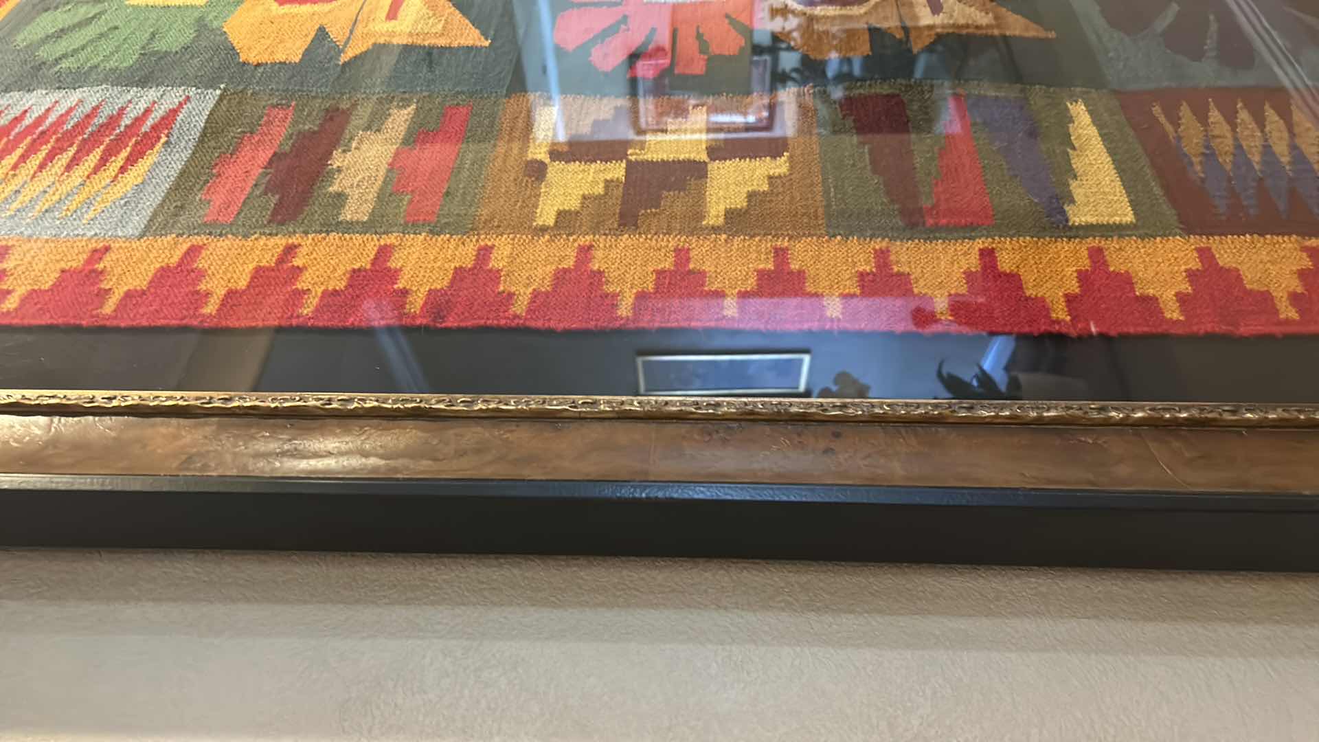 Photo 1 of VINTAGE PERUVIAN RUG FRAMED ( FRAME ALONE WAS $2,000) .55” x 72”