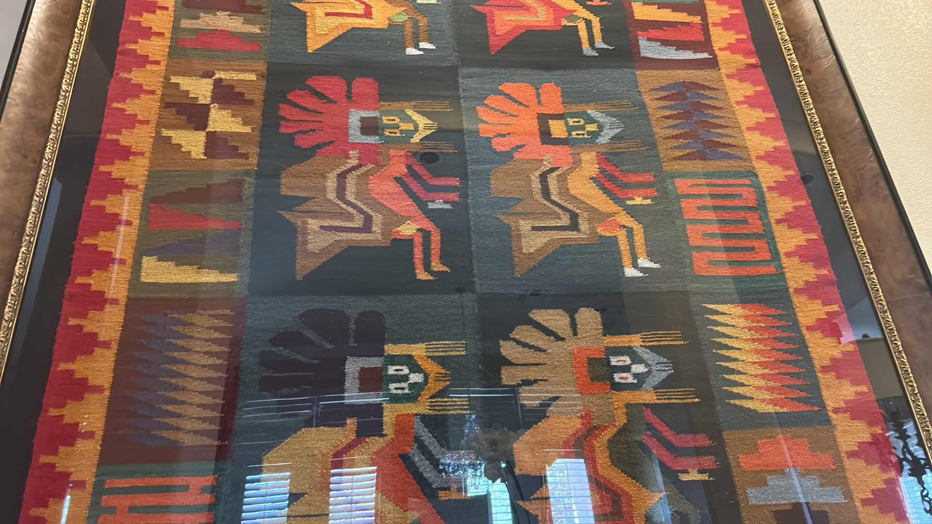 Photo 1 of VINTAGE PERUVIAN RUG FRAMED ( FRAME ALONE WAS $2,000) .55” x 72”