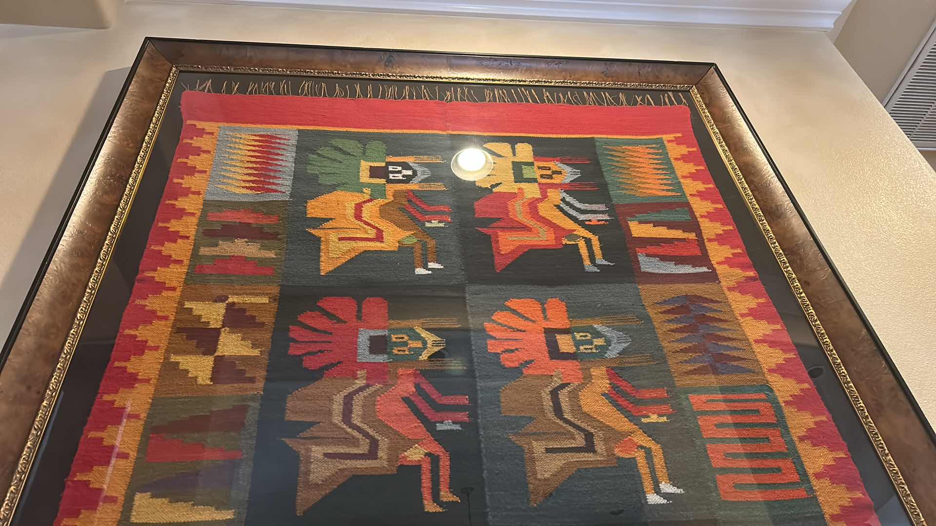 Photo 1 of VINTAGE PERUVIAN RUG FRAMED ( FRAME ALONE WAS $2,000) .55” x 72”