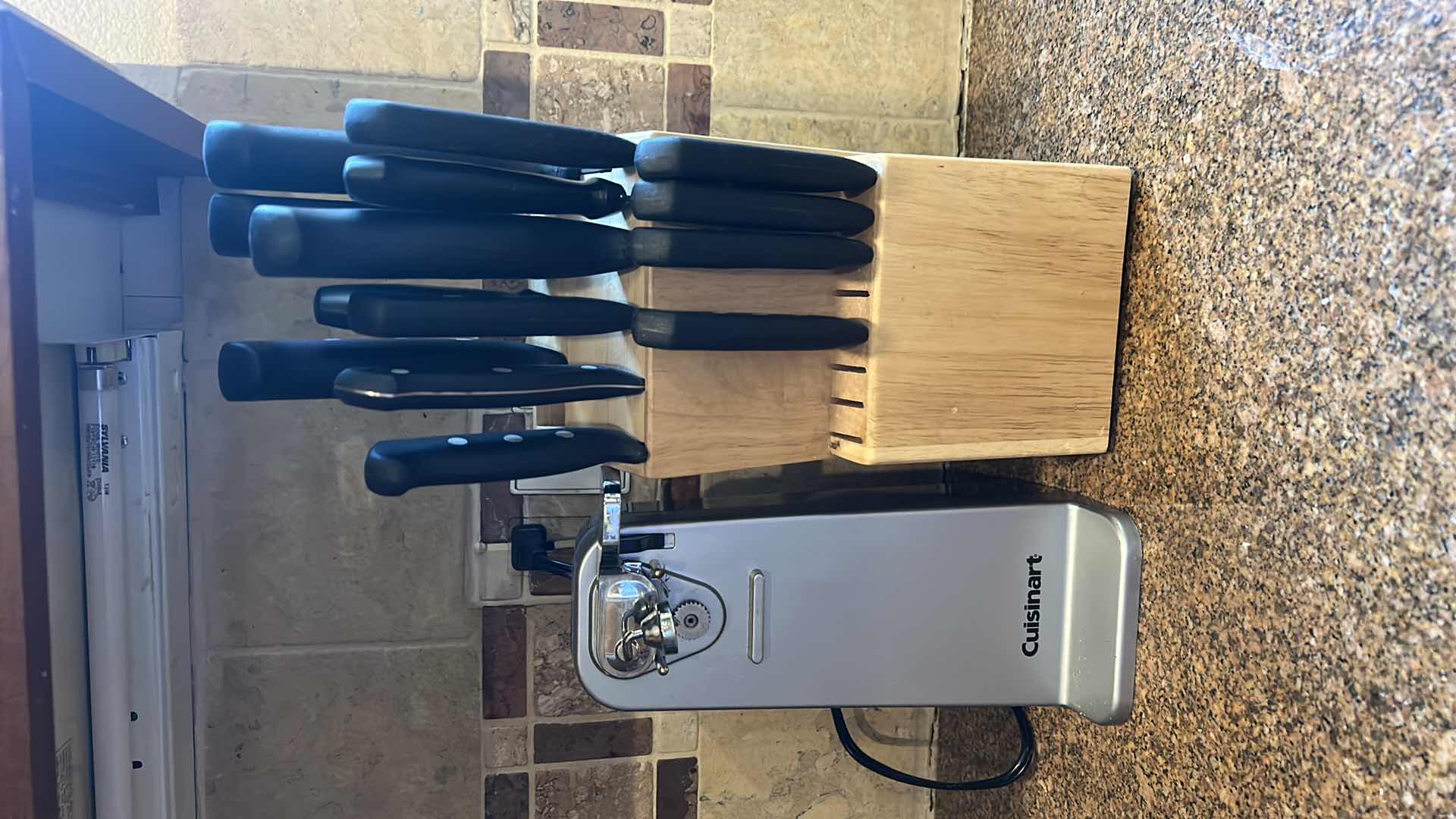 Photo 1 of CAN OPENER AND WOOD BLOCK W KNIVES