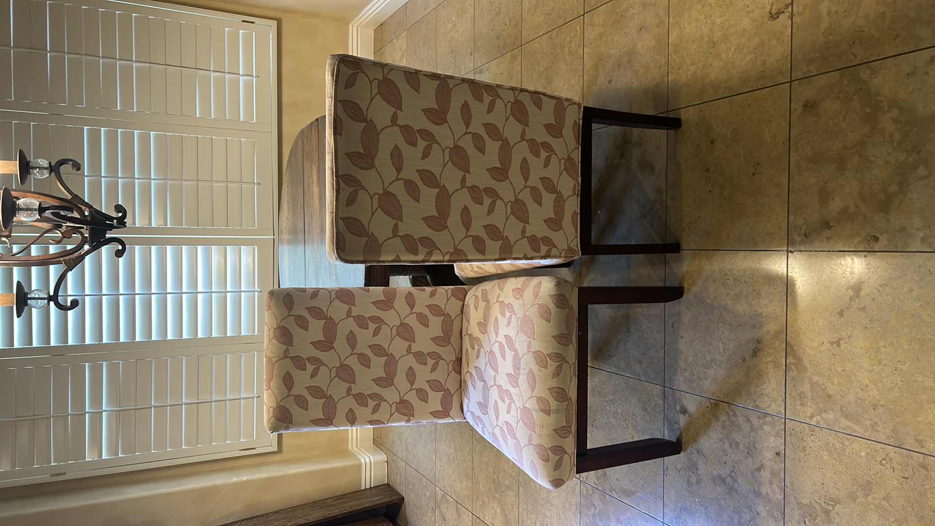 Photo 1 of TWO CHAIRS WITH IVORY FABRIC AND RED LEAVES