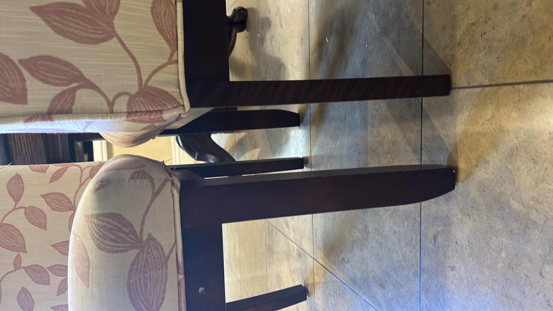 Photo 1 of TWO CHAIRS WITH IVORY FABRIC AND RED LEAVES