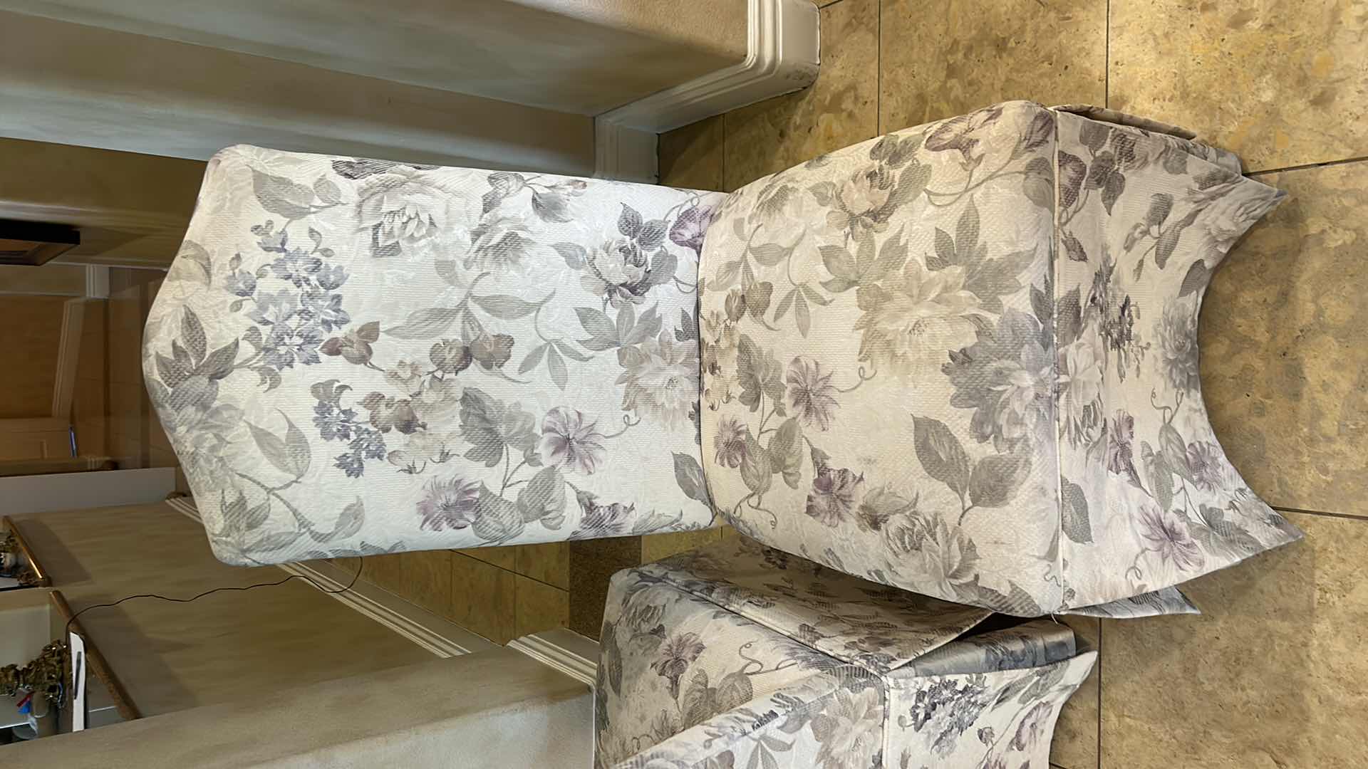 Photo 1 of TWO IVORY  CHAIRS WITH SOFT FLORAL DESIGN