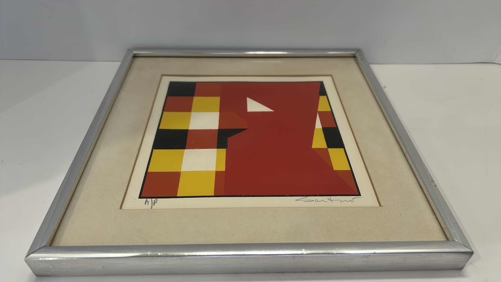 Photo 1 of 3 ABSTRACT SIGNED NUMBERED A/ P ART PIECES FRAMED  10” x 10”