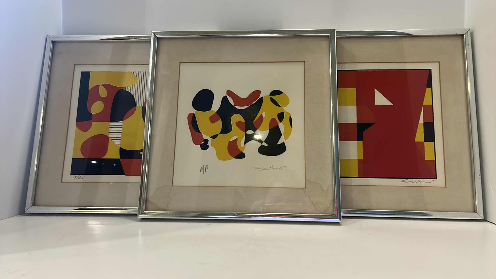 Photo 1 of 3 ABSTRACT SIGNED NUMBERED A/ P ART PIECES FRAMED  10” x 10”