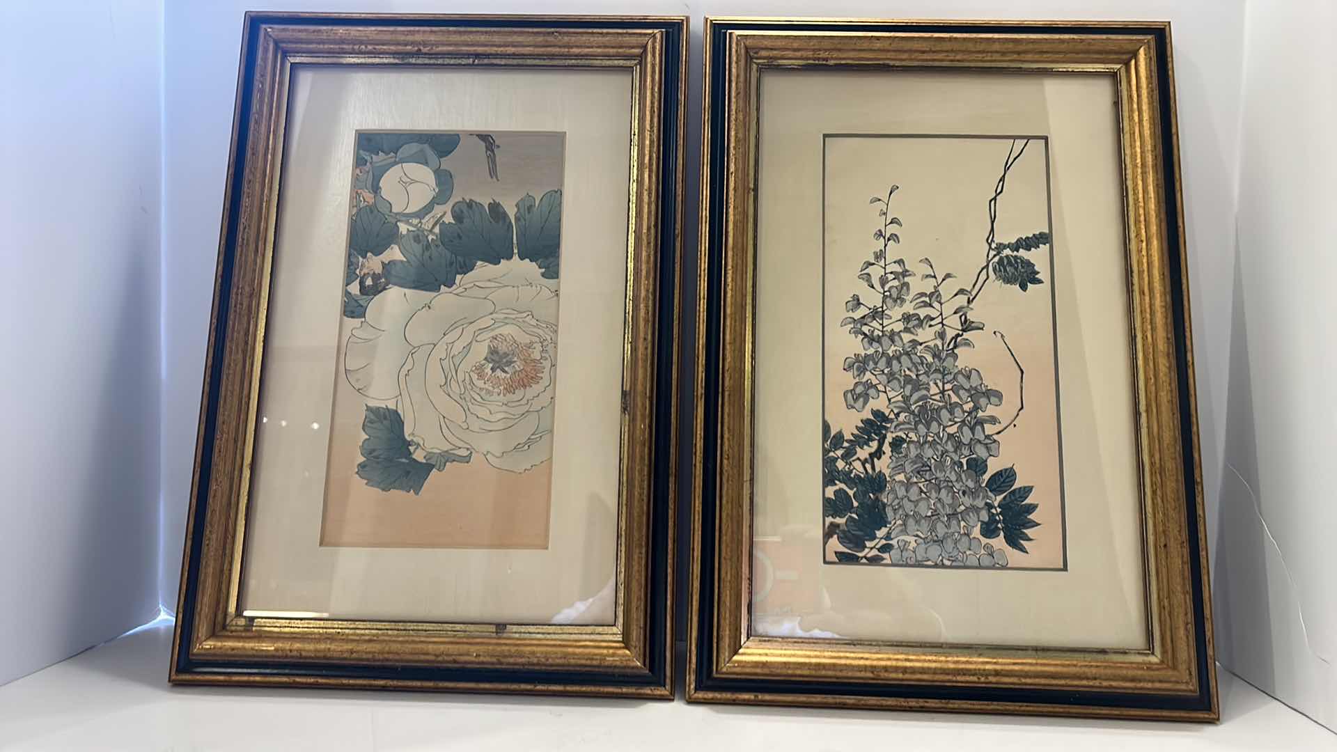 Photo 1 of 2 VINTAGE ARTWORK FLORAL PIECES FRAMED 9.5” x 14.5”