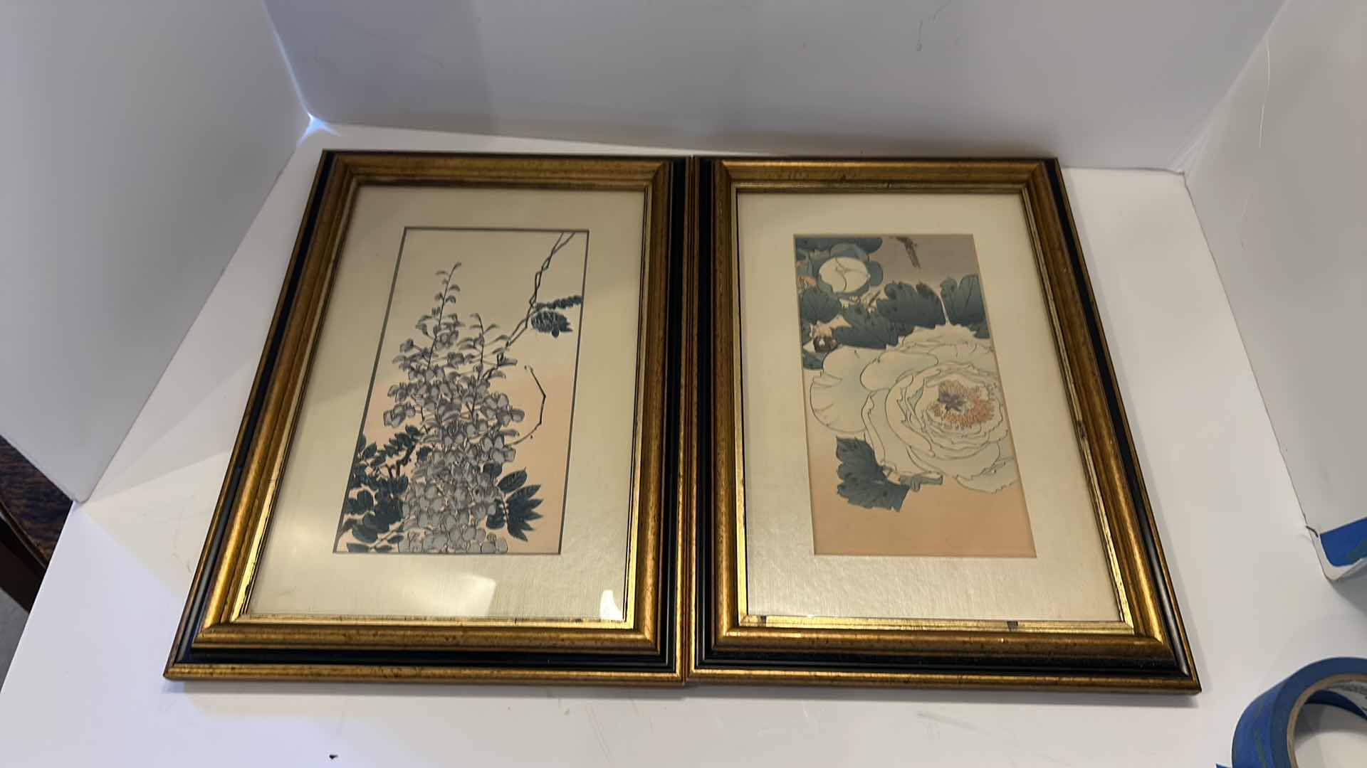 Photo 1 of 2 VINTAGE ARTWORK FLORAL PIECES FRAMED 9.5” x 14.5”