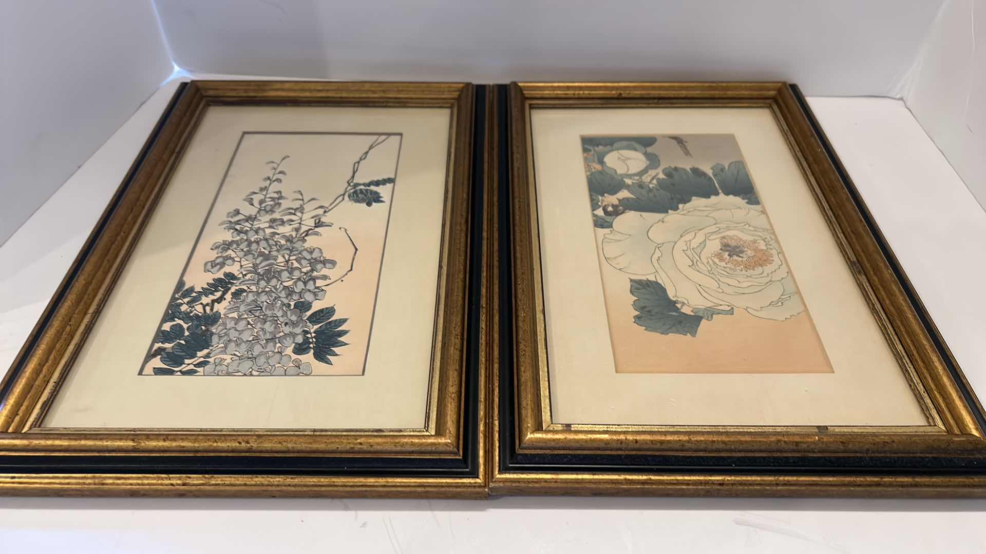 Photo 1 of 2 VINTAGE ARTWORK FLORAL PIECES FRAMED 9.5” x 14.5”