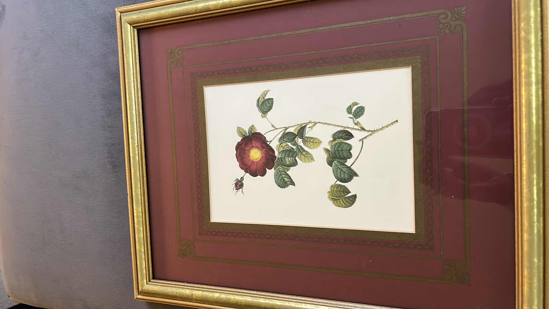 Photo 1 of 2 VINTAGE FLORAL ARTWORK PIECES GOLD FRAMED 12.5” x 16”