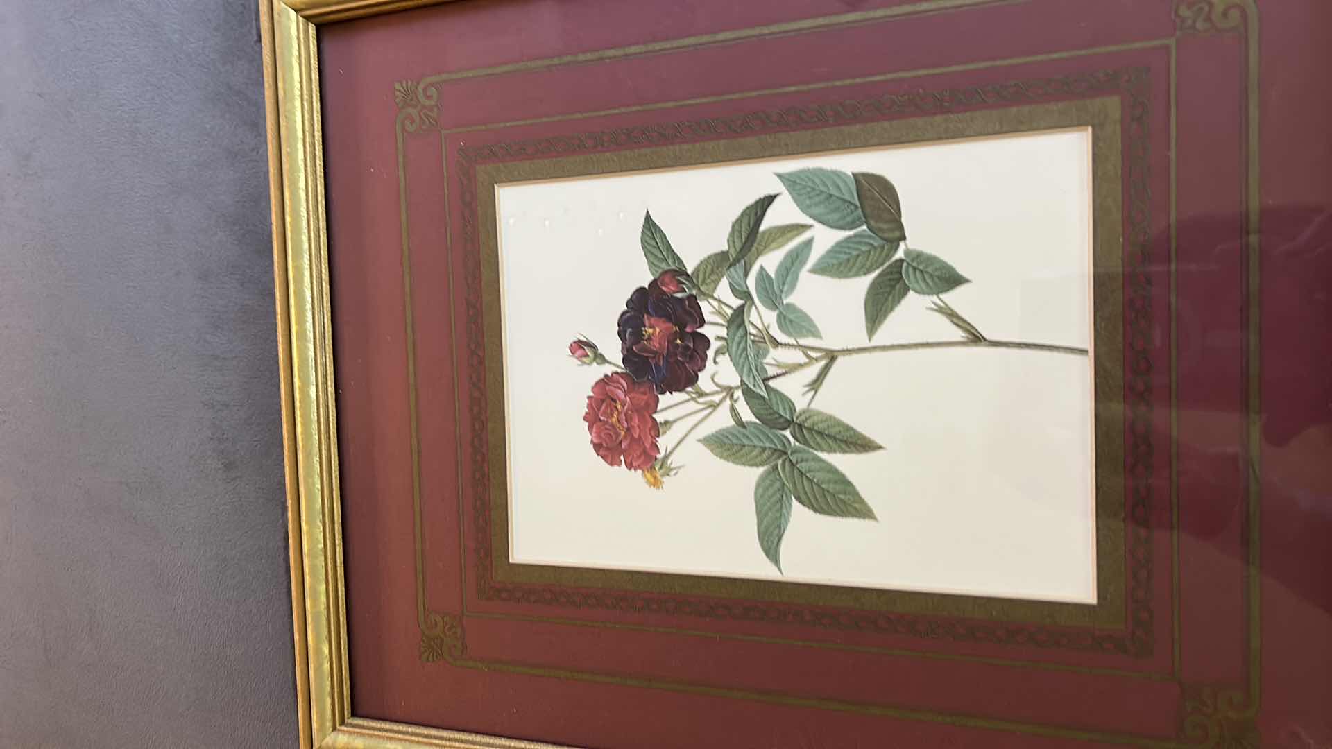 Photo 1 of 2 VINTAGE FLORAL ARTWORK PIECES GOLD FRAMED 12.5” x 16”