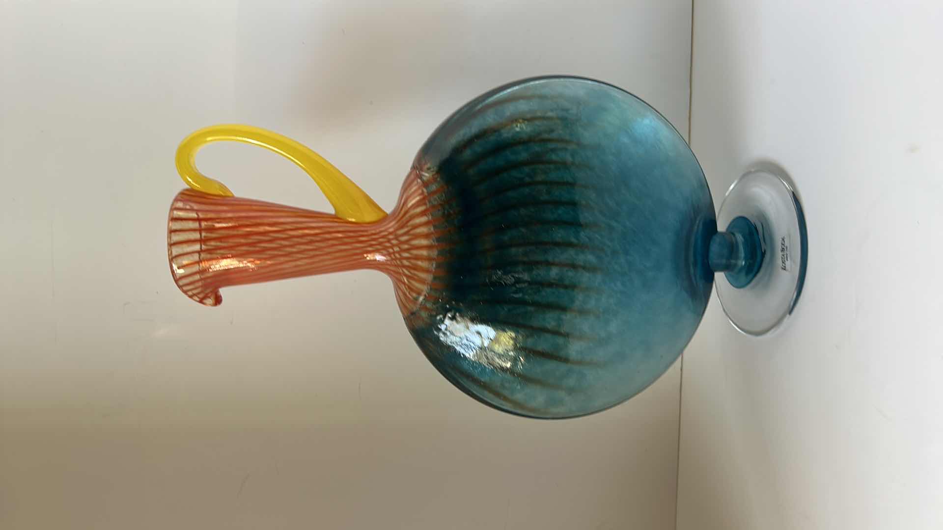 Photo 1 of KOSTA BODA COLORED GLASS PITCHER/VASE 13.25”