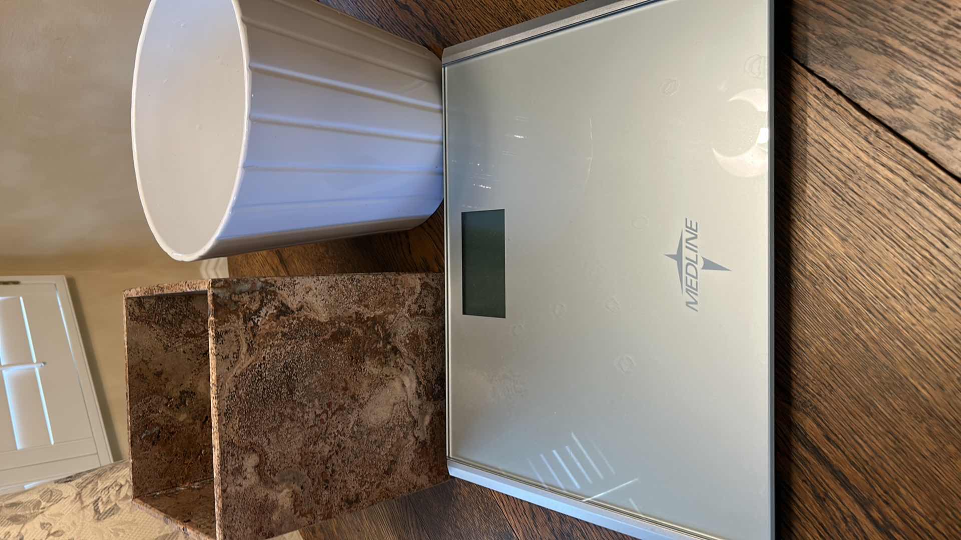 Photo 1 of TWO TRASH CANS AND BATHROOM SCALE