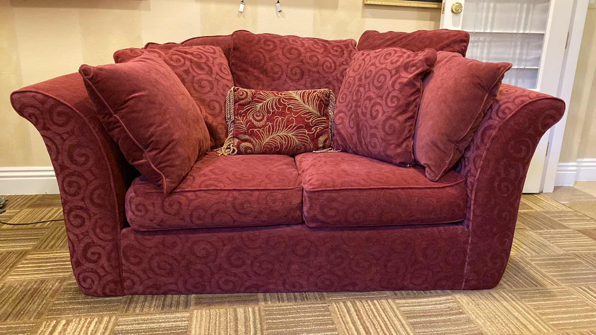 Photo 1 of 68” BAUHAUS BURGUNDY LOVE SEAT