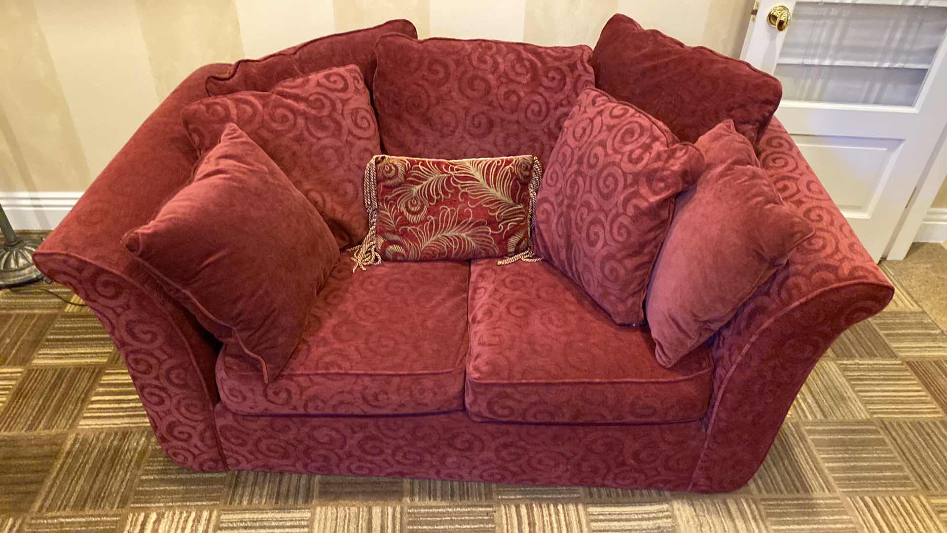 Photo 1 of 68” BAUHAUS BURGUNDY LOVE SEAT