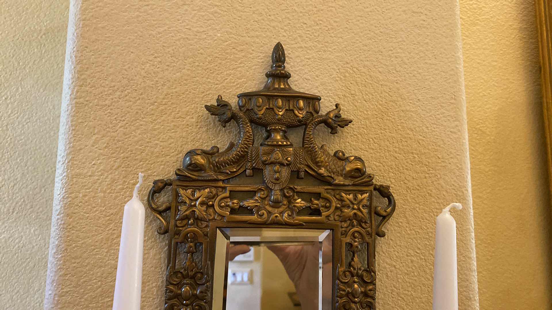 Photo 1 of PAIR OF ASIAN INSPIRED WALL SCONCES MIRRORED WITH CRYSTALS 11” X 18”