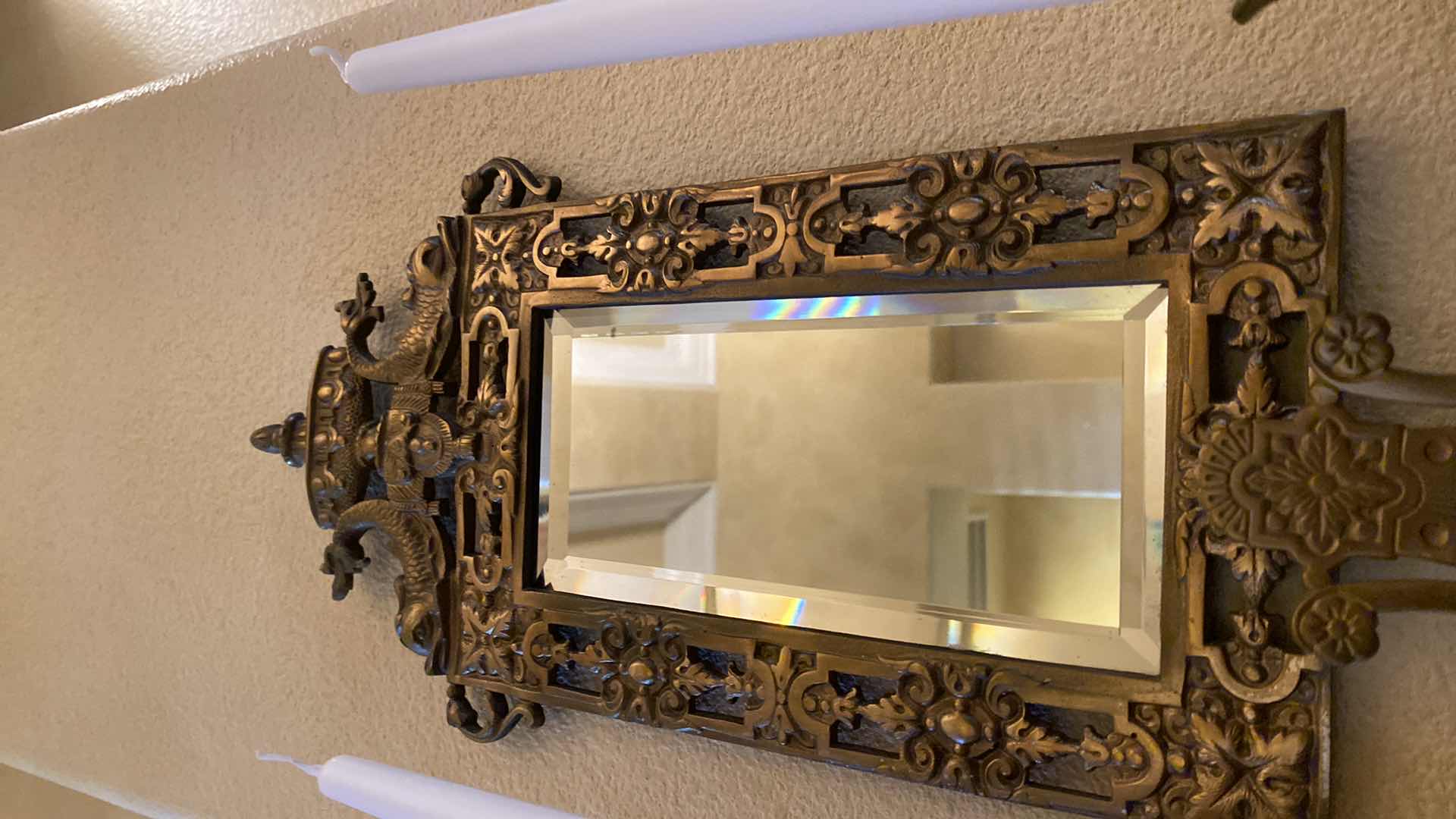 Photo 1 of PAIR OF ASIAN INSPIRED WALL SCONCES MIRRORED WITH CRYSTALS 11” X 18”