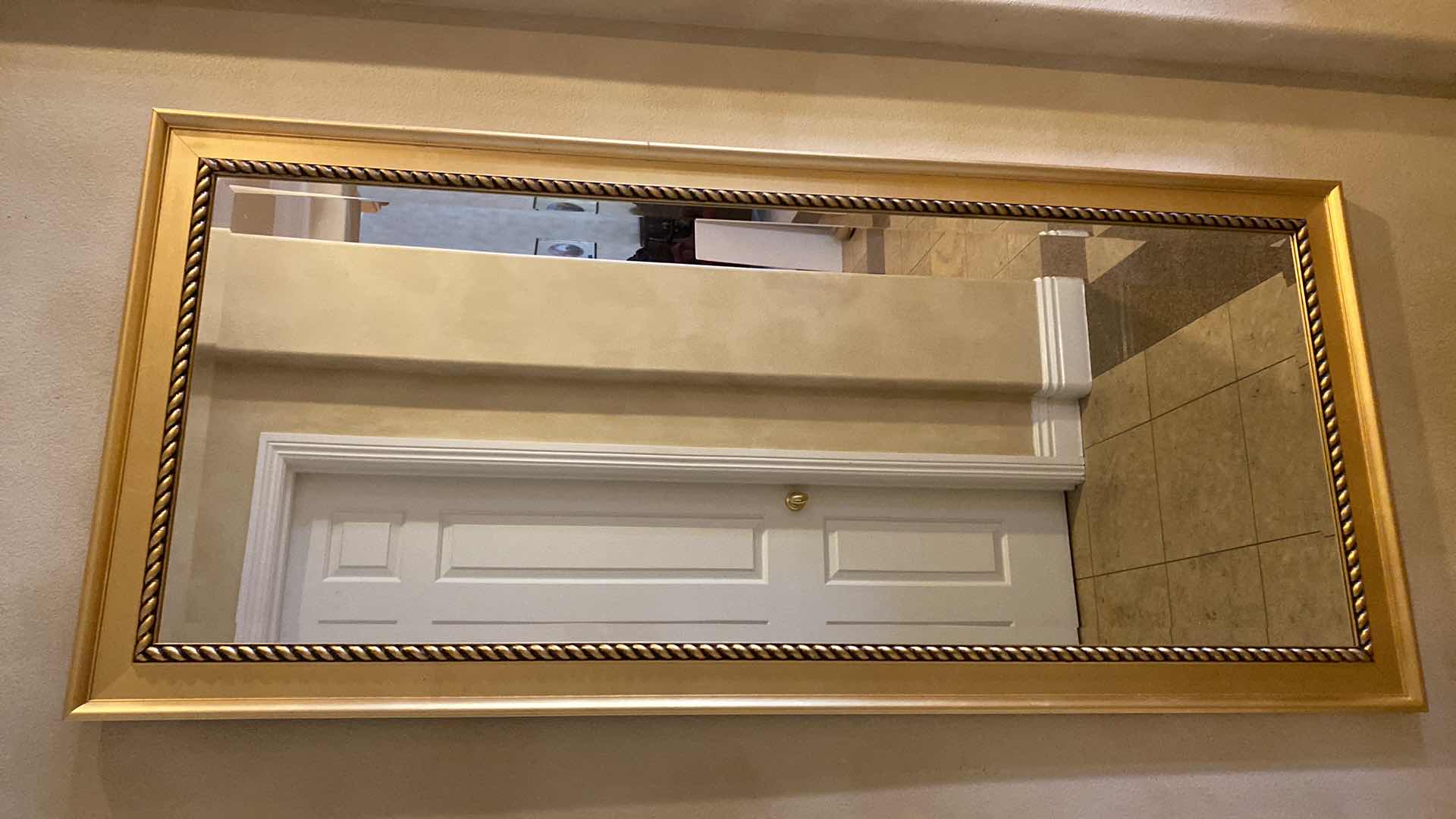 Photo 1 of GOLD FRAMED BEVELED MIRROR 29” X 65”