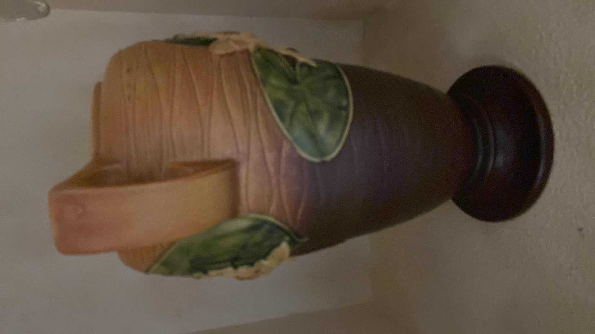 Photo 1 of VINTAGE ROSEVILLE POTTERY DOUBLE SIDED WATER LILY BROWN 83-15 VASE 16”