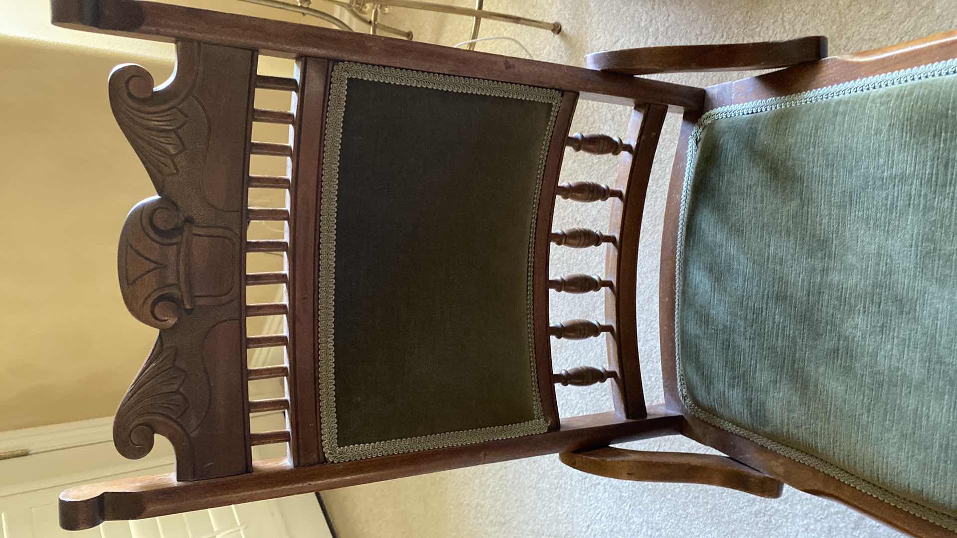 Photo 1 of ANTIQUE WOOD AND CANE RECEPTION DESK WITH CHAIR 36” X 22” H30”