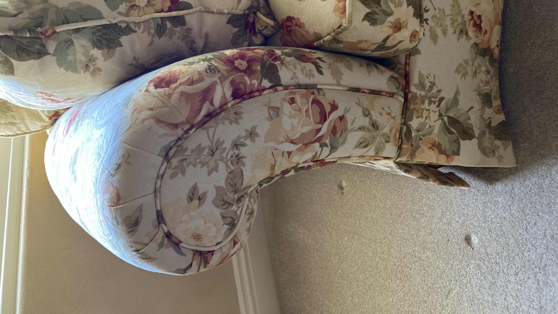 Photo 1 of 88” ALAN WHITE FLORAL UPHOLSTERED DOWN SOFA