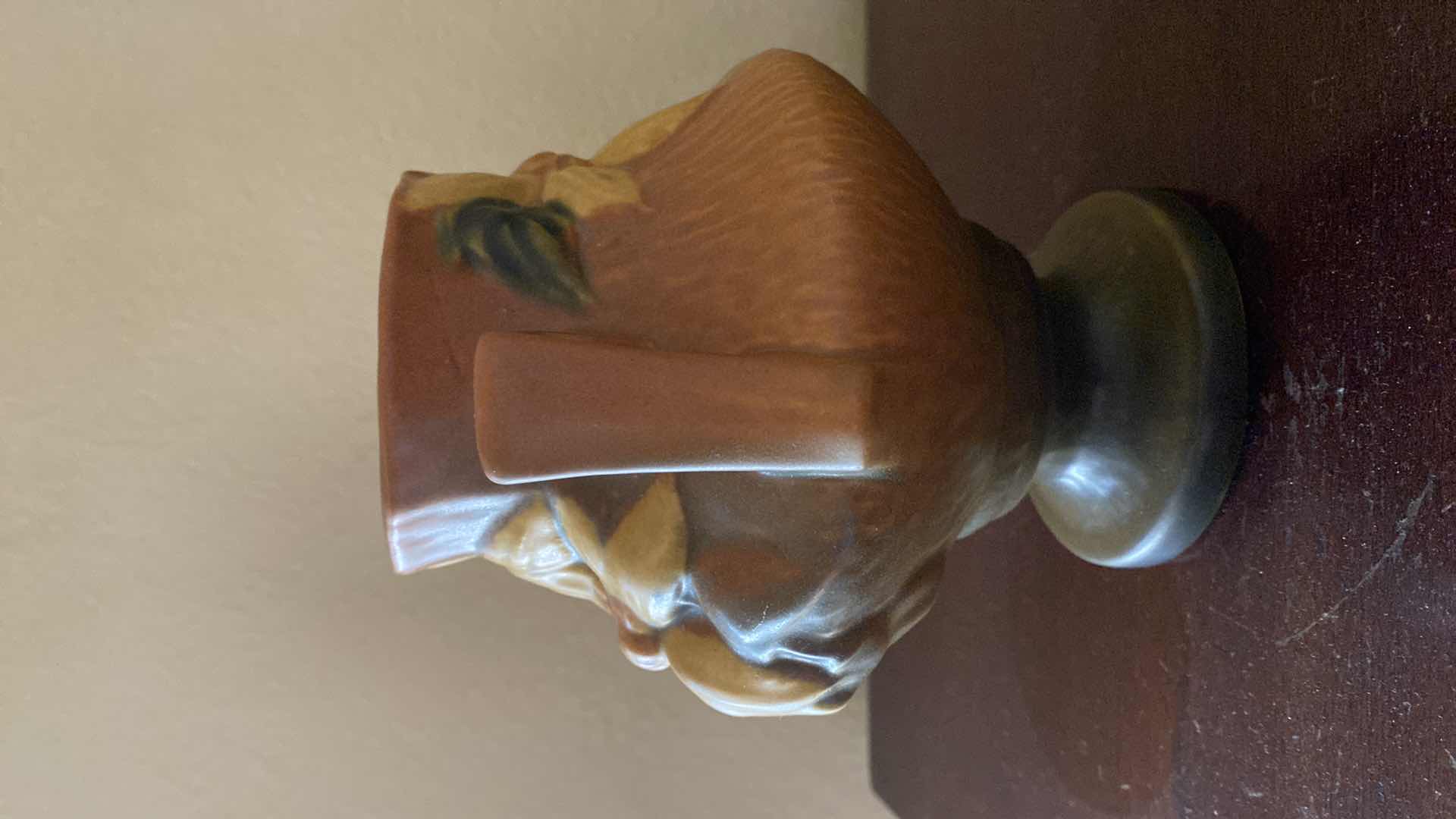 Photo 1 of VINTAGE ROSEVILLE POTTERY CLEMATIS  DOUBLE SIDED VASE 188-6” H6.5”