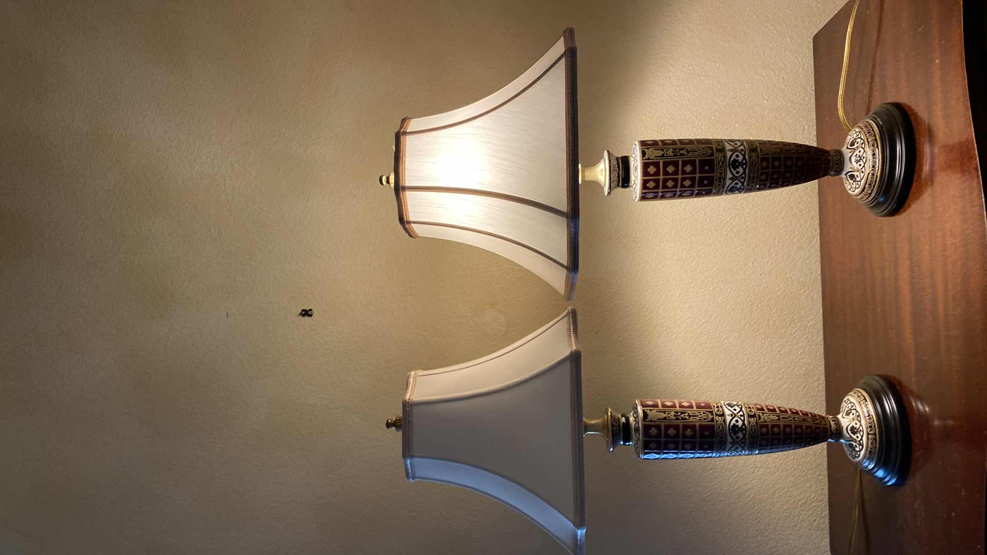 Photo 1 of PAIR OF VINTAGE ORIENTAL ACCENTS PORCELAIN LAMPS H27”