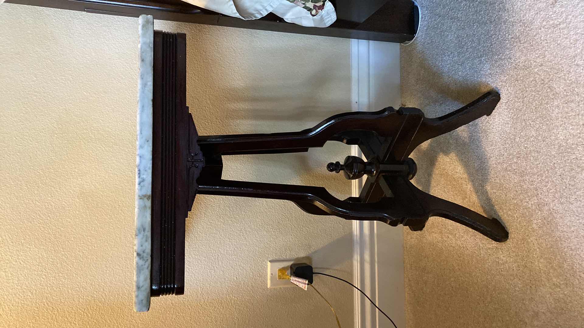 Photo 1 of VICTORIAN STYLE MAHOGANY MARBLE TOP SIDE TABLE 18” X 14” H28”