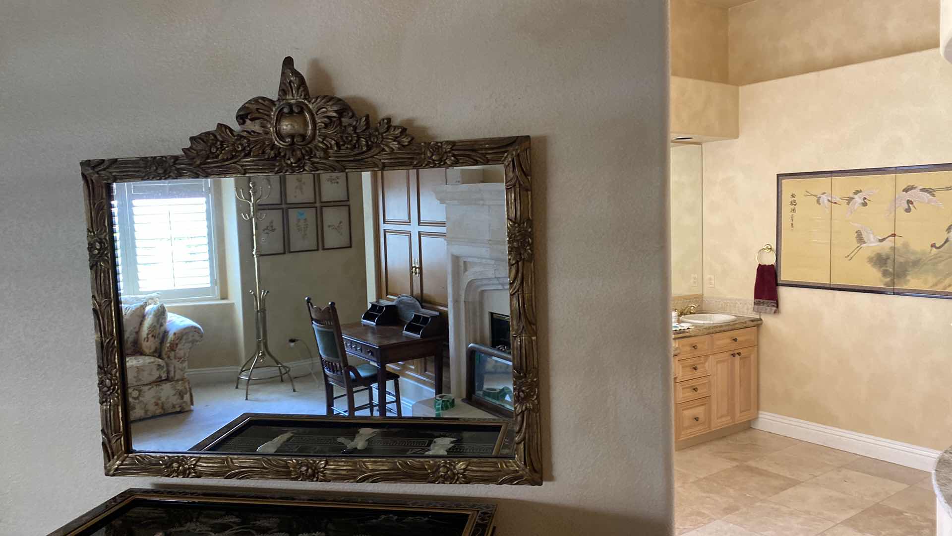 Photo 1 of VINTAGE GOLD ORNATE FLORAL FRAMED MIRROR 28” X 20”