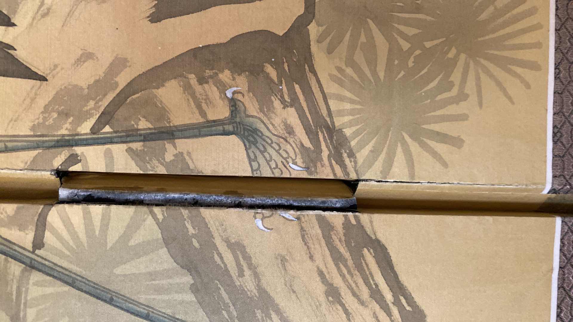 Photo 1 of 4 PANEL CANVAS ASIAN STORK ARTWORK 70” X 35”