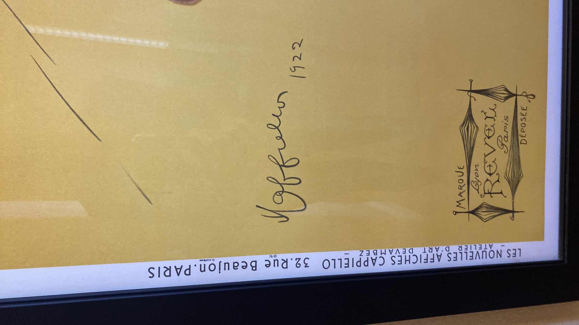 Photo 1 of BLACK FRAMED PARAPLUIE - REVEL 1922 VINTAGE POSTER ARTWORK 41.5” X 55”