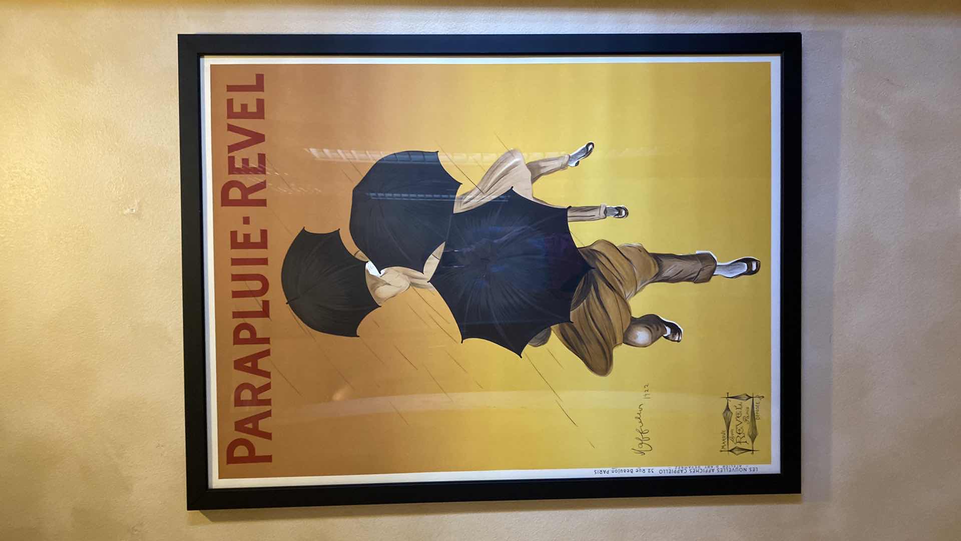 Photo 1 of BLACK FRAMED PARAPLUIE - REVEL 1922 VINTAGE POSTER ARTWORK 41.5” X 55”