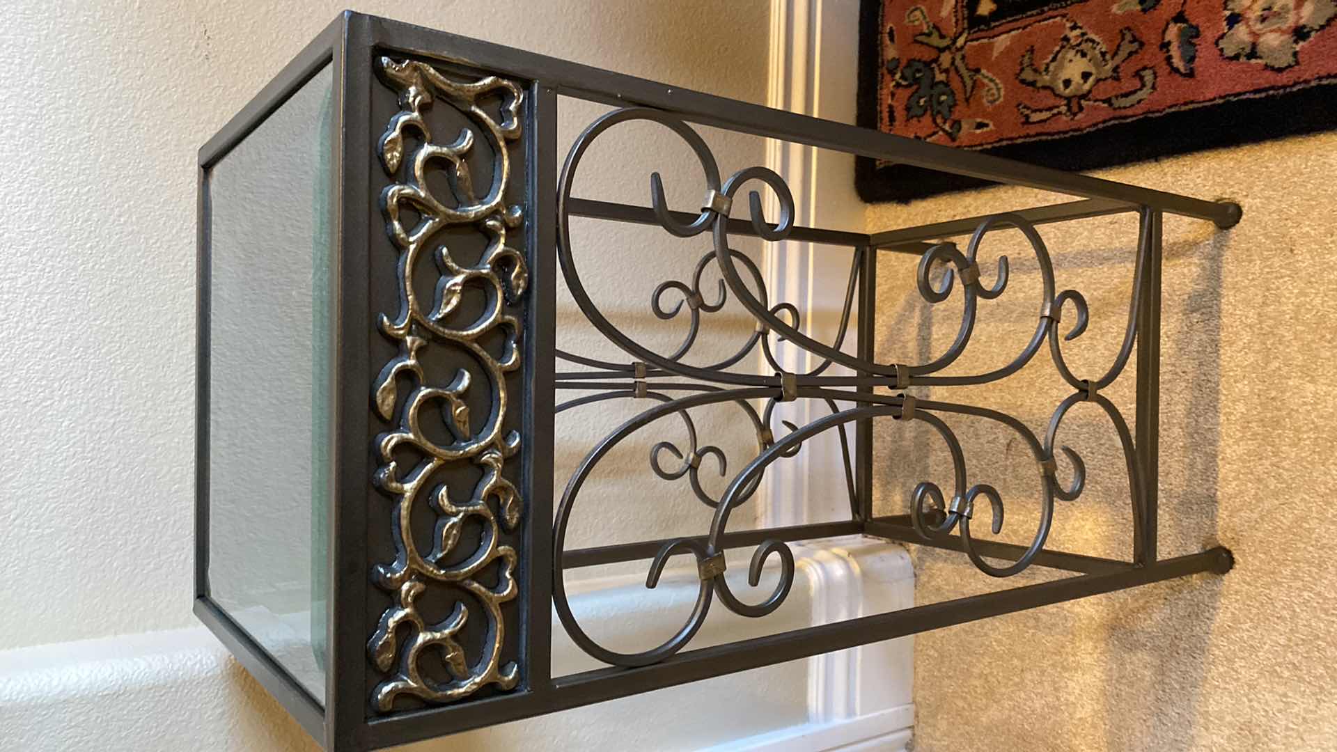 Photo 1 of ALUMINUM AND BEVELED GLASS TOP PLANT STAND 12” X 12” H30”