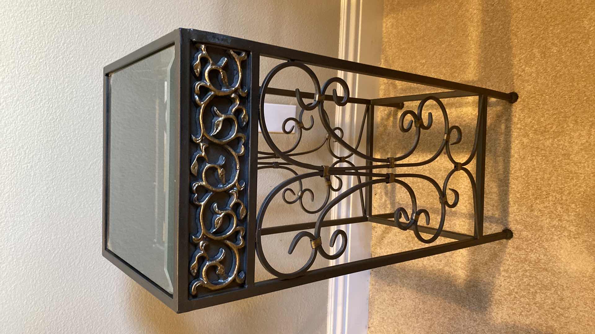 Photo 1 of ALUMINUM AND BEVELED GLASS TOP PLANT STAND 12” X 12” H30”