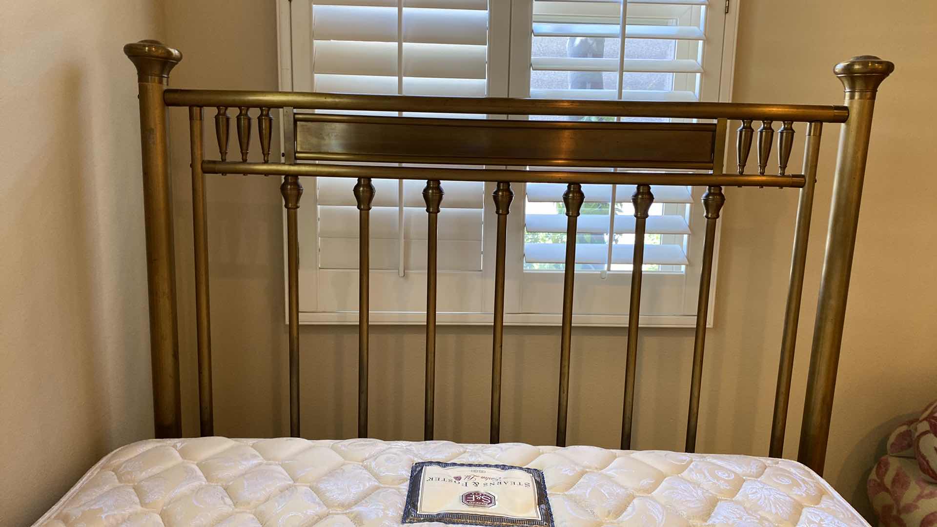 Photo 1 of BRASS BED ON WHEELS 56” X 82” & STEARNS AND FOSTER MATTRESS 53” X 76”  