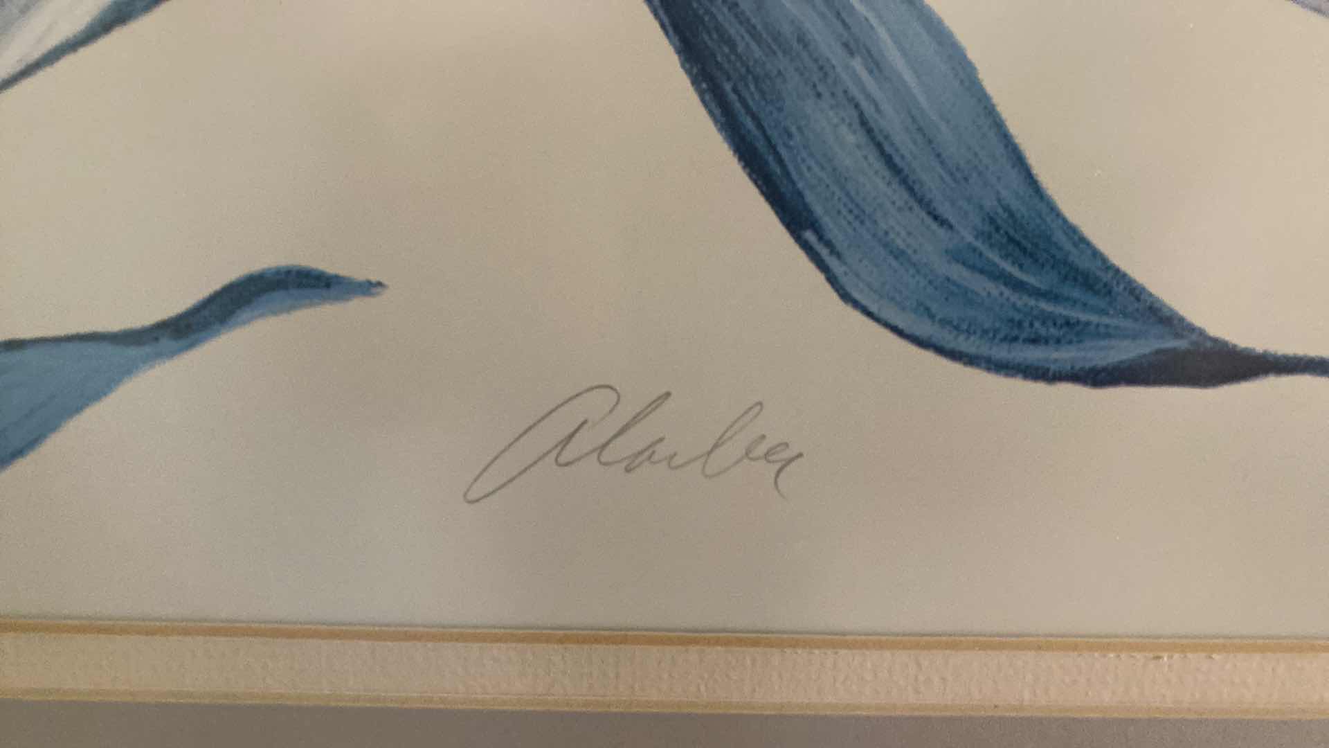 Photo 1 of PAIR OF VINTAGE WOOD FRAMED FLORAL SIGNED ARTWORK 33” X 29” EACH