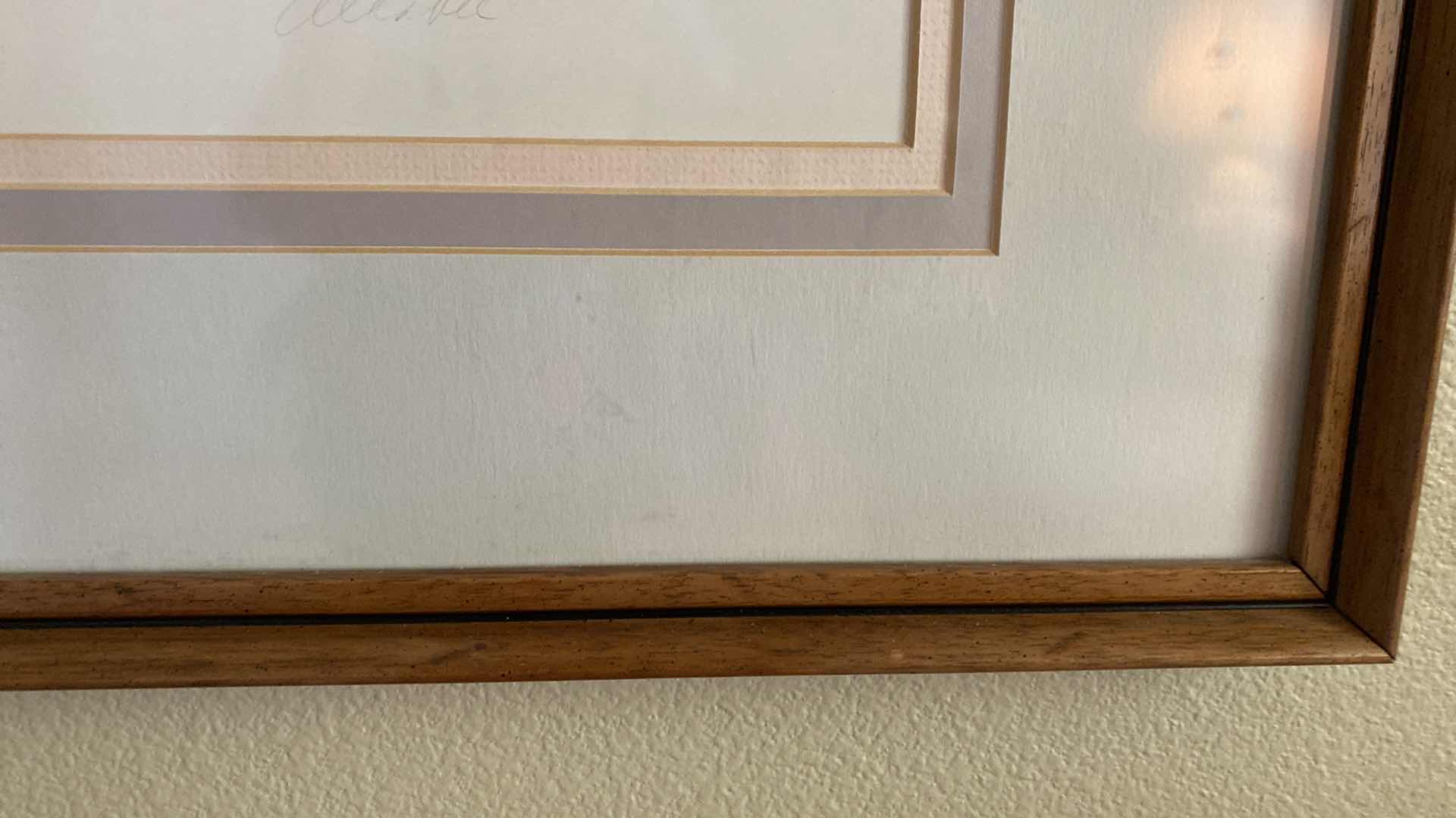 Photo 1 of PAIR OF VINTAGE WOOD FRAMED FLORAL SIGNED ARTWORK 33” X 29” EACH