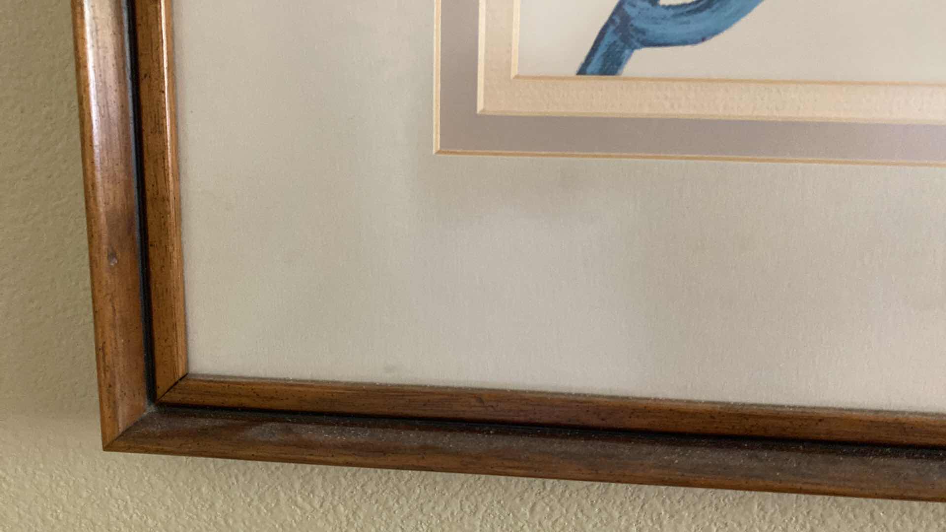 Photo 1 of PAIR OF VINTAGE WOOD FRAMED FLORAL SIGNED ARTWORK 33” X 29” EACH