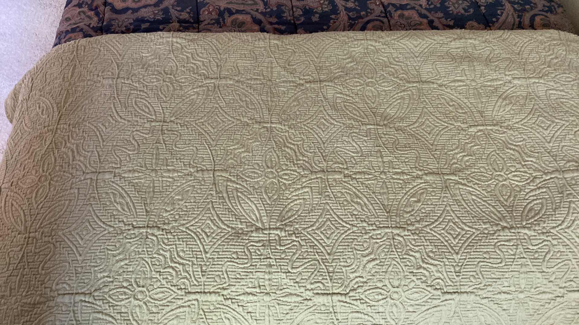 Photo 1 of FULL/QUEEN PAISLEY COMFORTER WITH GREEN QUILT SHEETS AND BED SKIRT