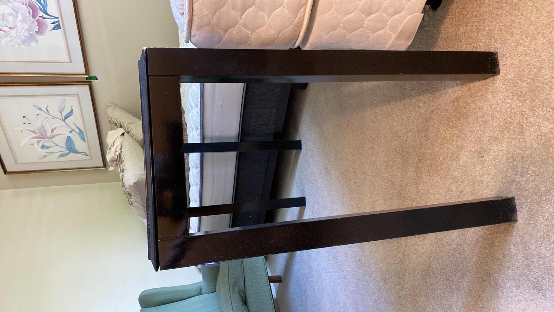 Photo 1 of SOFA TABLE DARK WOOD WITH BEVELED GLASS 56” X 15” H29”